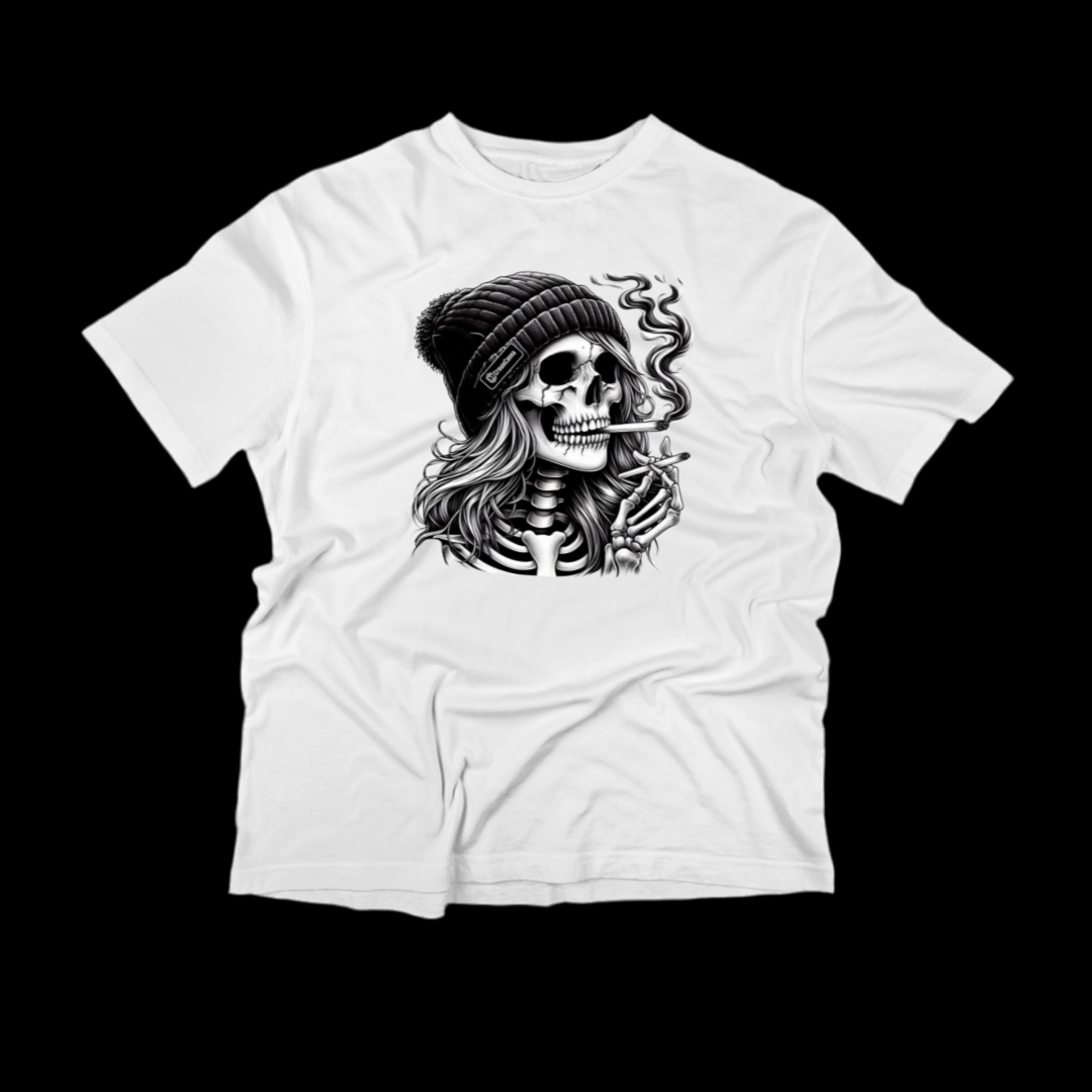Skull Girl Smoking T-Shirt